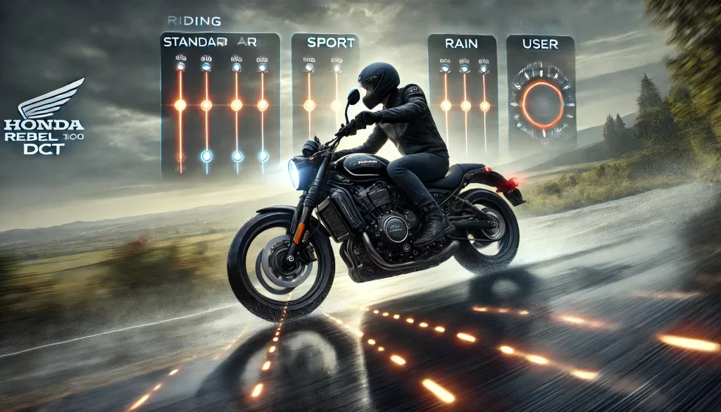 レブル1100 DCTがライディングモードを切り替えて走行している様子のイメージ